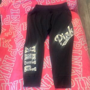 PINK Victoria's Secret  Black Joggers with Logo
